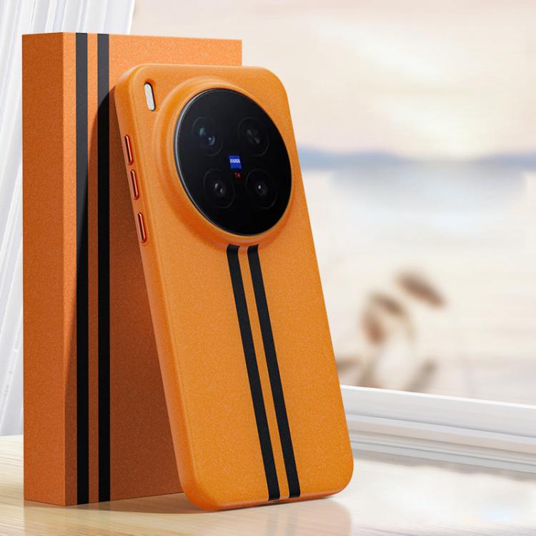 For vivo X300 Pro Boundless Rock Sand Starting Line Series Contrast Color Magnetic Phone Case(Orange)