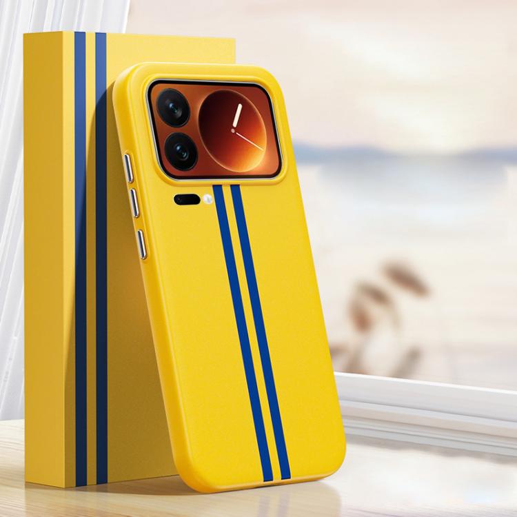 

For Xiaomi 17 Pro Max Boundless Rock Sand Starting Line Series Contrast Color Magnetic Phone Case(Yellow)