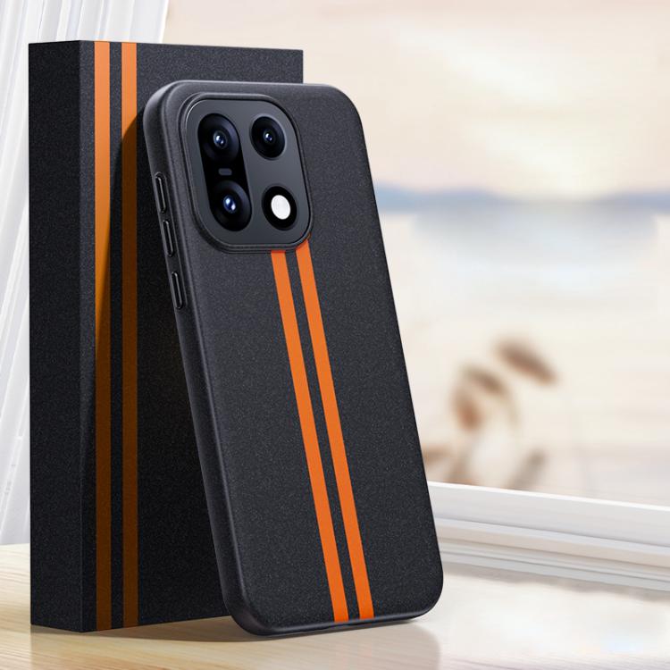 

For OnePlus 15 Boundless Rock Sand Starting Line Series Contrast Color Magnetic Phone Case(Black)