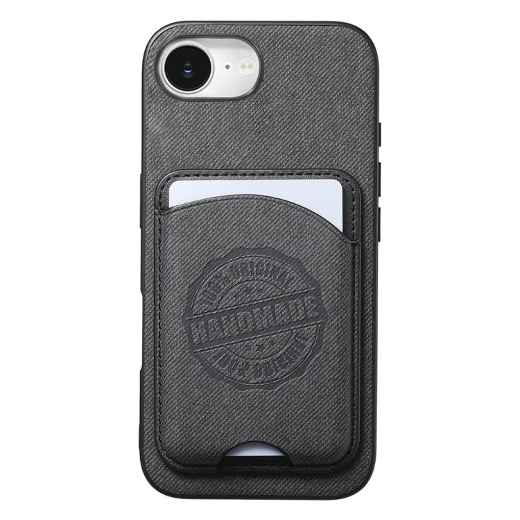 For iPhone 16e / 17e Twill Texture Vegan Leather Magnetic Phone Cover with Detachable Card Holder(Black)