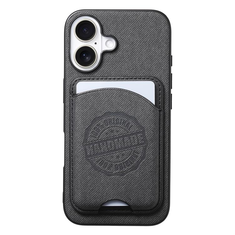 For iPhone 17 Twill Texture Vegan Leather Magnetic Phone Cover with Detachable Card Holder(Black)