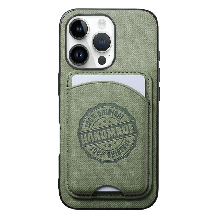 For iPhone 12 Pro Twill Texture Vegan Leather Magnetic Phone Cover with Detachable Card Holder(Green)