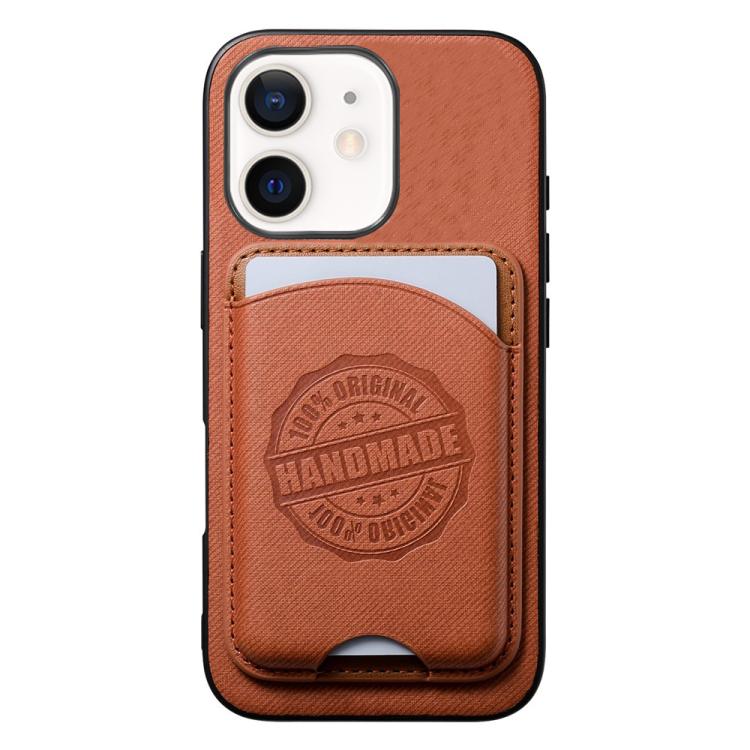 

For iPhone 11 Twill Texture Vegan Leather Magnetic Phone Cover with Detachable Card Holder(Brown)
