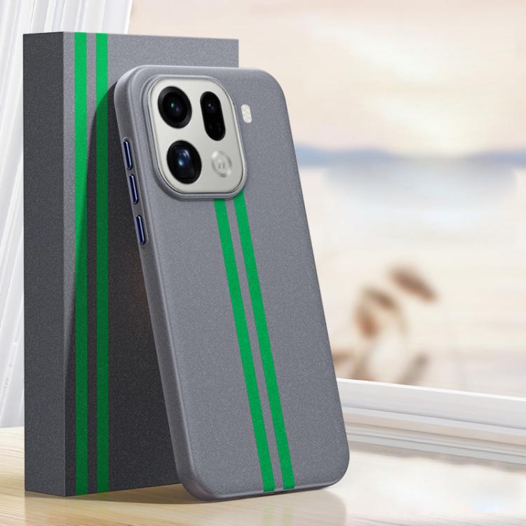 For OPPO Find X9 Pro Boundless Rock Sand Starting Line Series Contrast Color Magnetic Phone Case(Gray)