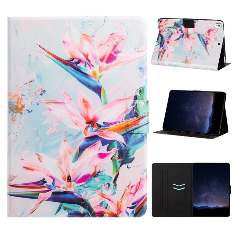 For Samsung Galaxy Tab A7 2020 / T500 Litchi Texture Voltage Painted Vegan Leather Smart Tablet Case(Flowers)