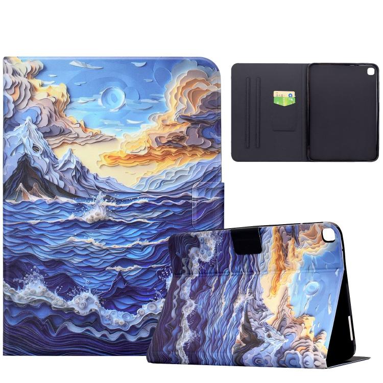 For iPad 10.2 2021 / 10.5 2019 Voltage Sewing Thread Painted Vegan Leather Smart Tablet Case(Mountain Sea Waves) — купить у Sunsky-online WW