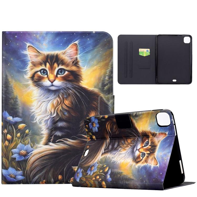 

For Xiaomi Pad 8 / 8 Pro / 7 / 7 Pro Voltage Sewing Thread Painted Vegan Leather Smart Tablet Case(Starry Night Cat)