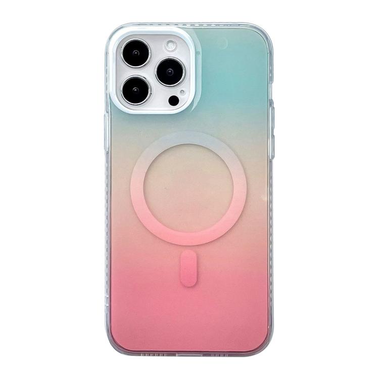 

For iPhone 12 / 12 Pro Geometric Gradient Magnetic Phone Case(Blue Red)