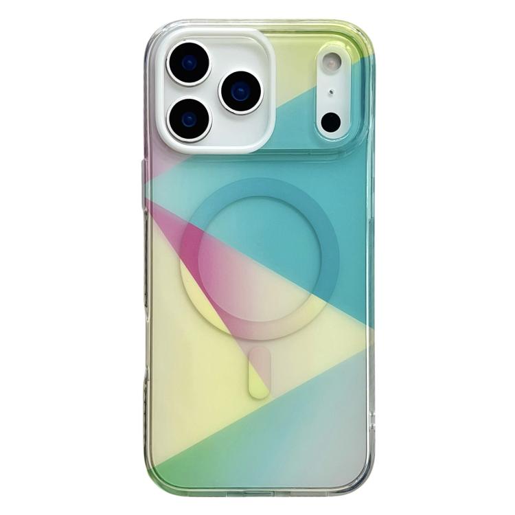 For iPhone 17 Pro Max Geometric Gradient Magnetic Phone Case(Yellow)