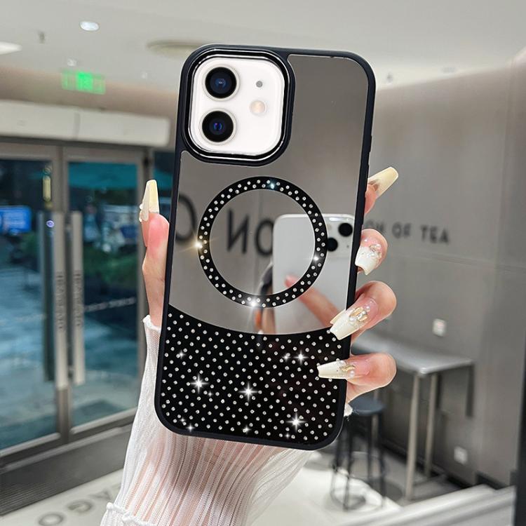 

For iPhone 11 Crystal Mirror Surface Rhinestone Magnetic Phone Case(Black)