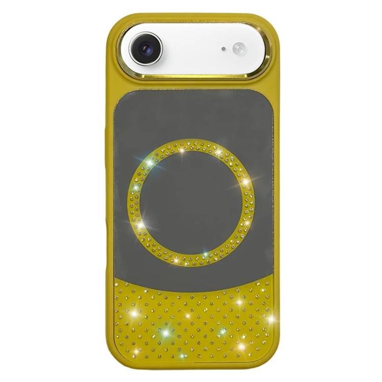 For iPhone Air Crystal Mirror Surface Rhinestone Magnetic Phone Case(Yellow)