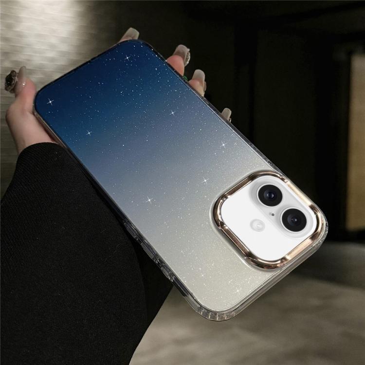 For iPhone 17 IMD Gradient Glitter PC + TPU Shockproof Phone Case(Blue)