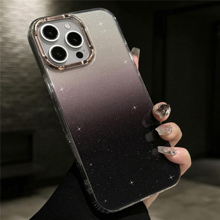 

For iPhone 16 Pro IMD Gradient Glitter PC + TPU Shockproof Phone Case(Black)