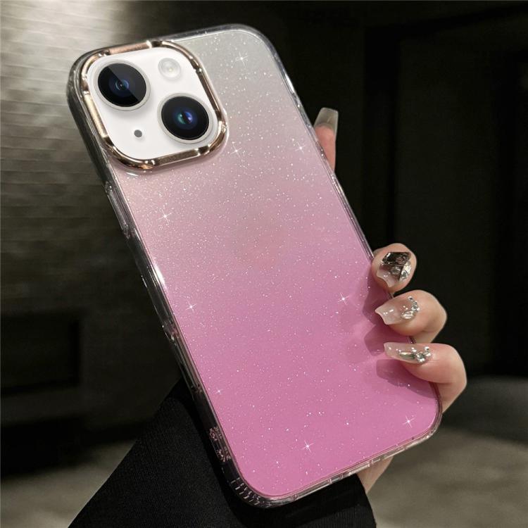 For iPhone 13 IMD Gradient Glitter PC + TPU Shockproof Phone Case(Pink)