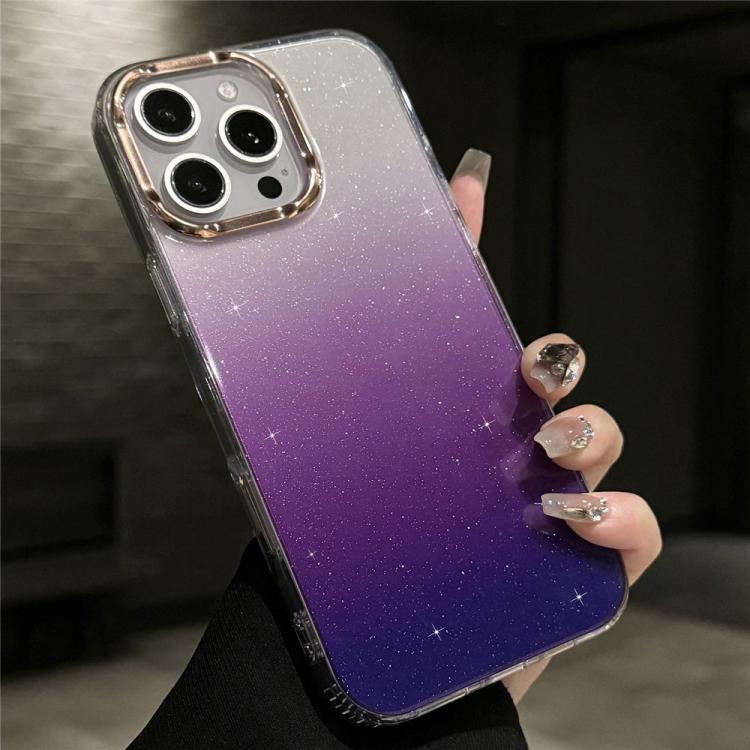 For iPhone 12 Pro Max IMD Gradient Glitter PC + TPU Shockproof Phone Case(Purple)