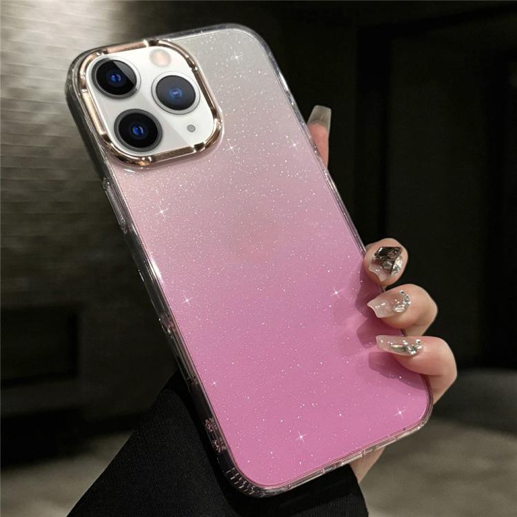 For iPhone 11 Pro Max IMD Gradient Glitter PC + TPU Shockproof Phone Case(Pink)