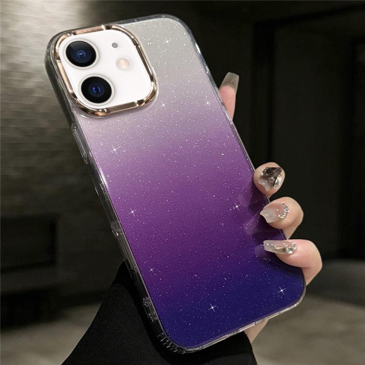 For iPhone 11 IMD Gradient Glitter PC + TPU Shockproof Phone Case(Purple)
