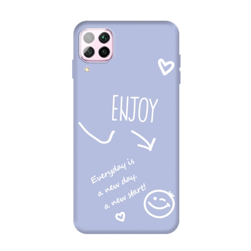 

For Huawei P40 Lite 4G Enjoy Smiley Heart Pattern Shockproof TPU Case(Light Purple)