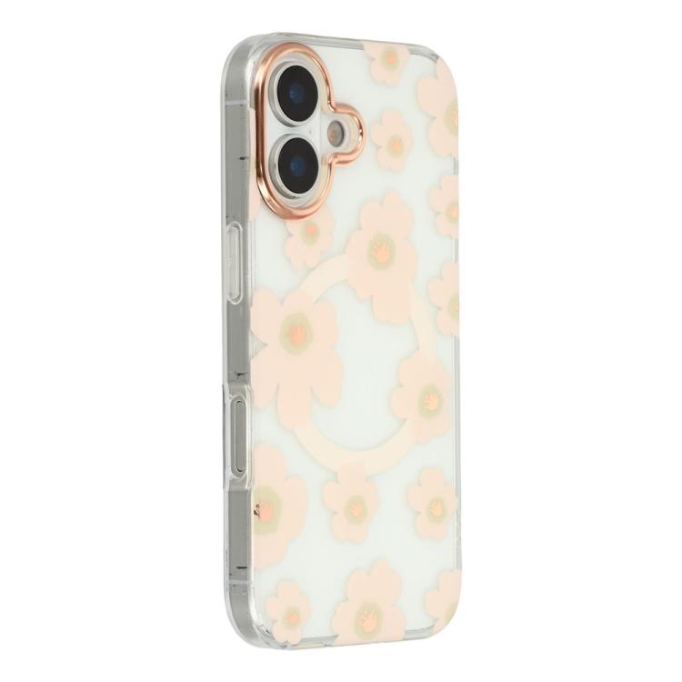 

For iPhone 17 Floral Pattern TPU + PC Magnetic Phone Case(Pink)