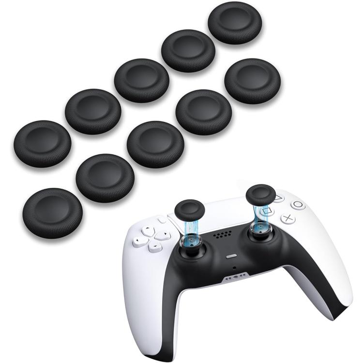 

XDcase 10pcs Joystick Replacement Thumb Grip Caps for PS5 / PS4(Black)