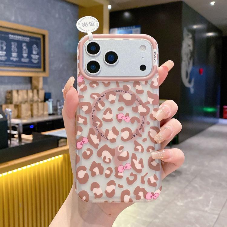 For iPhone 17 Pro Leopard Print Design PC + TPU Magnetic Phone Case(Pink) — купить у Sunsky-online WW