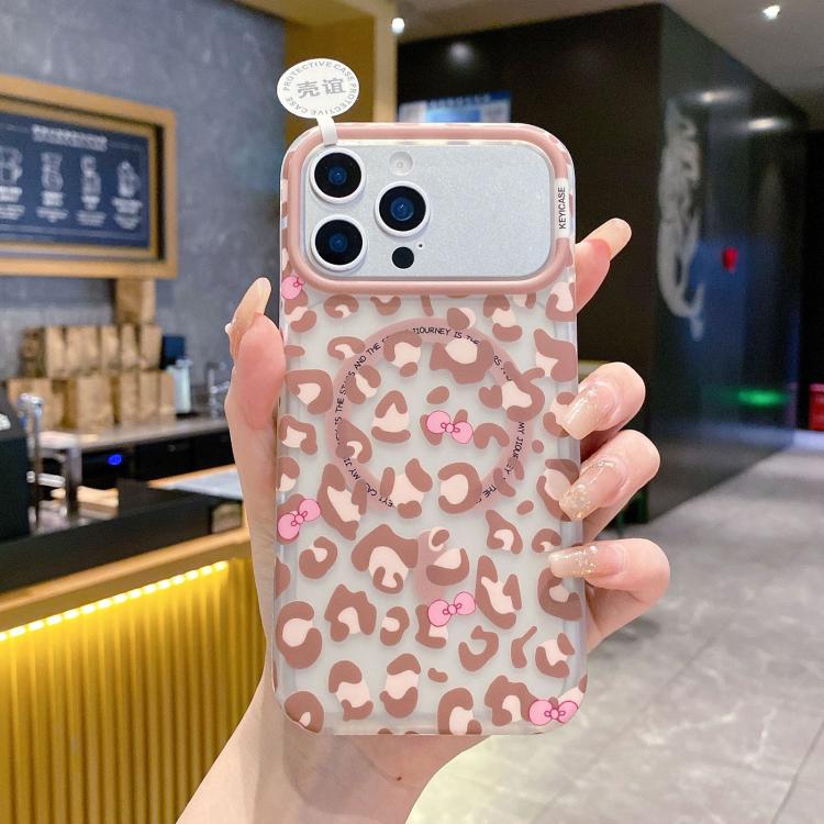 

For iPhone 16 Pro Max Leopard Print Design PC + TPU Magnetic Phone Case(Pink)