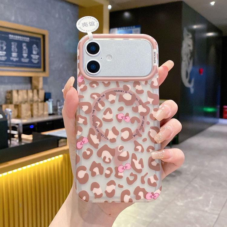 For iPhone 16 Leopard Print Design PC + TPU Magnetic Phone Case(Pink) — купить у Sunsky-online WW