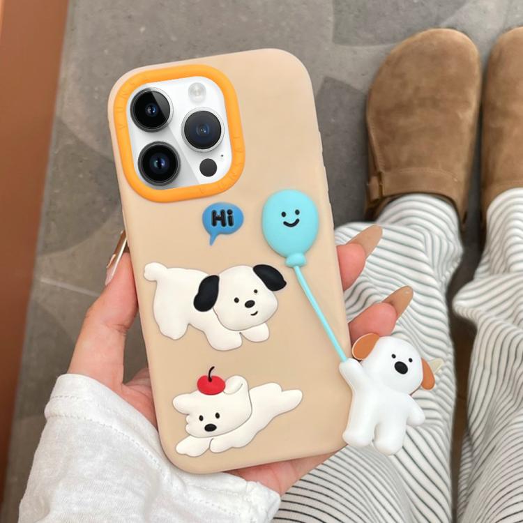 For iPhone 16 Pro Max Cute Balloon Dog Design Silicone Shockproof Phone Case