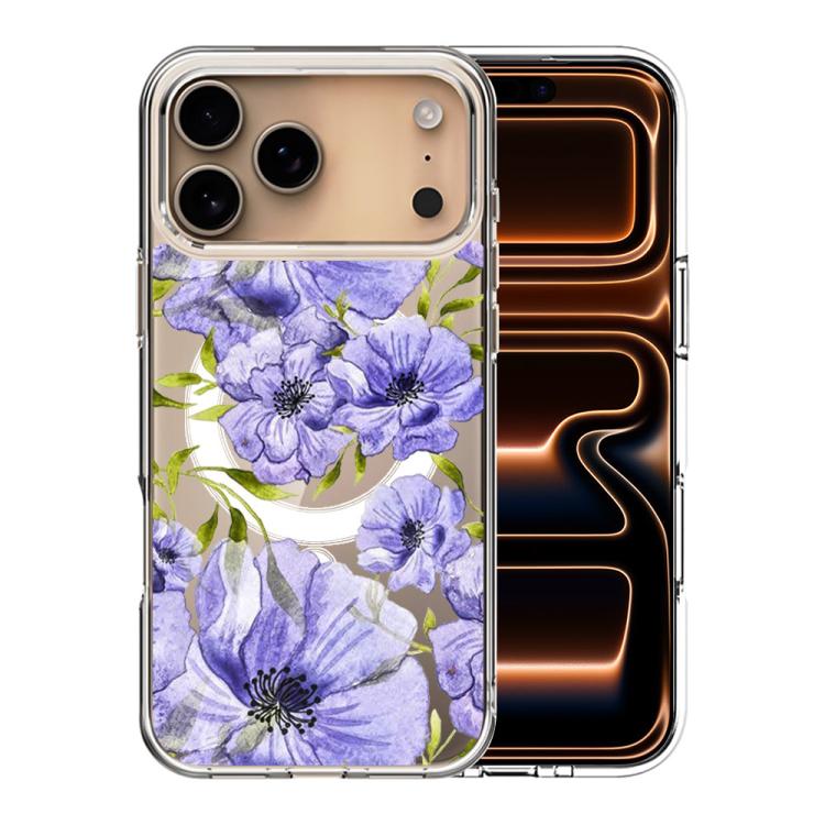 

For iPhone 17 Pro Max Pattern Printing TPU + PC Magnetic Shockproof Phone Case(Purple 001)