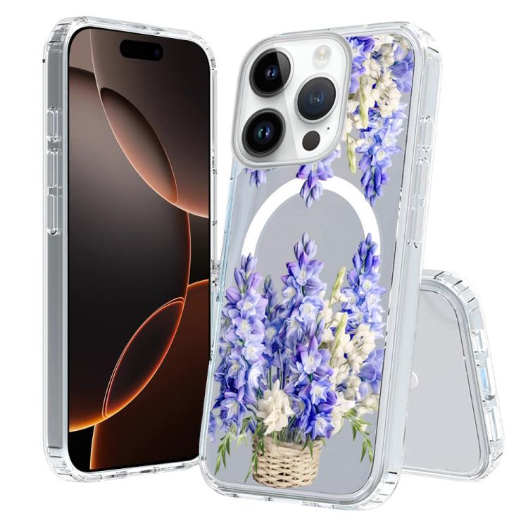 

For iPhone 16 Pro Pattern Printing TPU + PC Magnetic Shockproof Phone Case(Flower Basket 037)