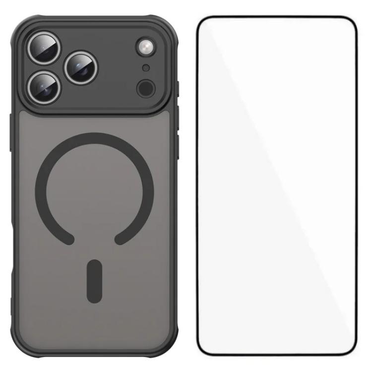 For iPhone 18 Pro WANLONFENG FD Series Skin Touch Magnetic Phone Case with Screen Film(Black)