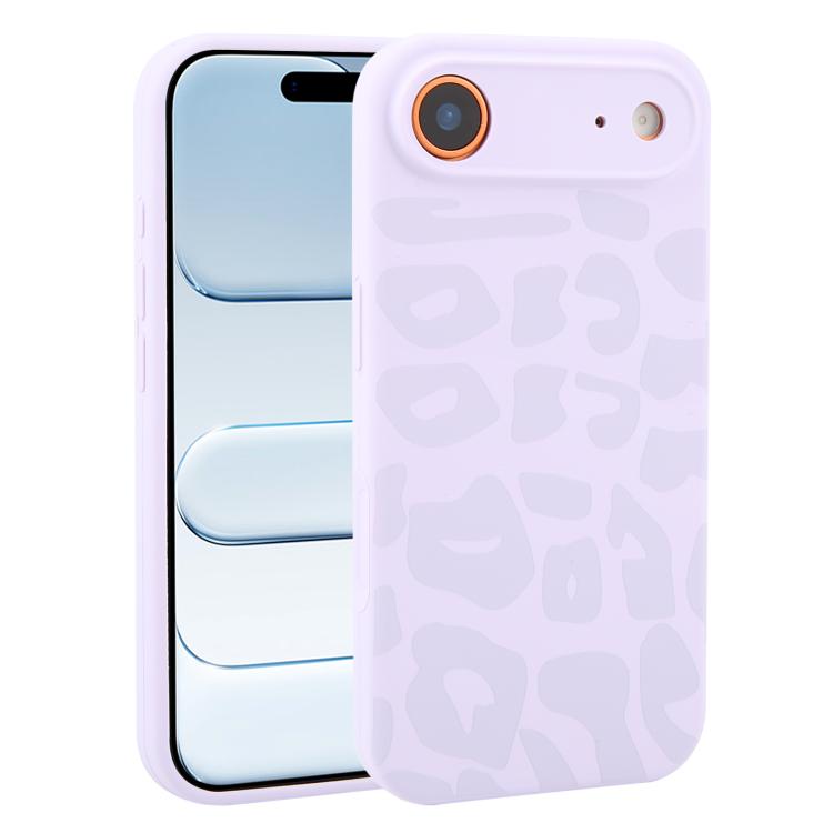 For iPhone Air Precision Hole Leopard Print Liquid Silicone Phone Case(Lilac Purple)