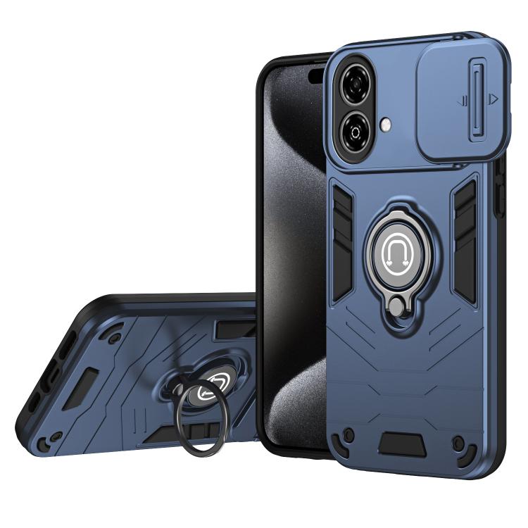 

For ZTE Blade A35e 4G Camshield Ring Holder Phone Case(Royal Blue)