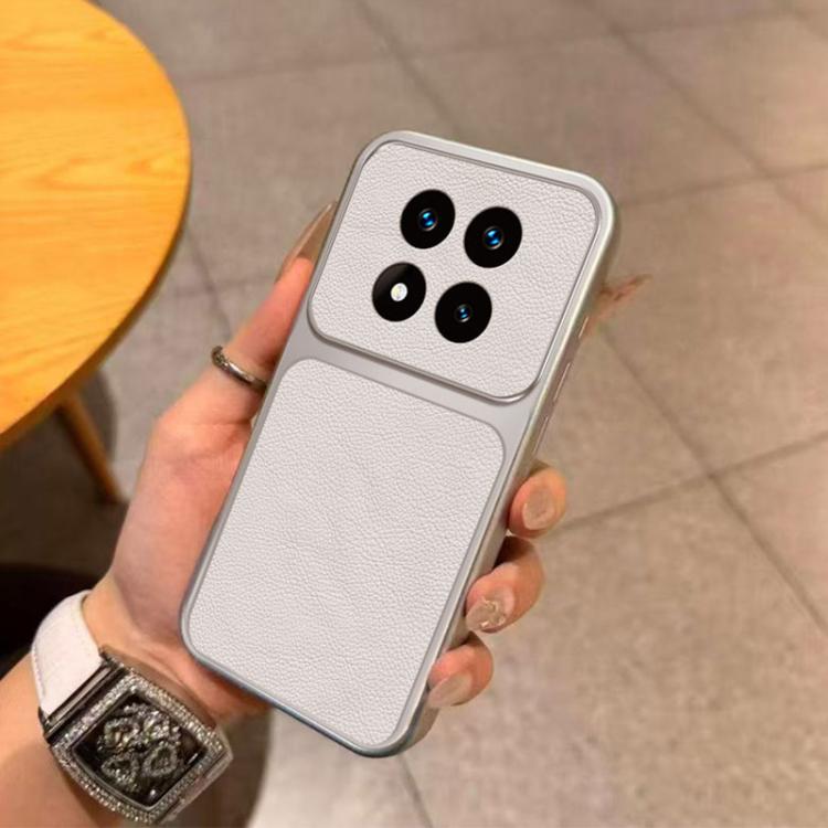 For Redmi Note 14 Pro 4G Large Window Leather Textured Coated TPU Phone Case(White)