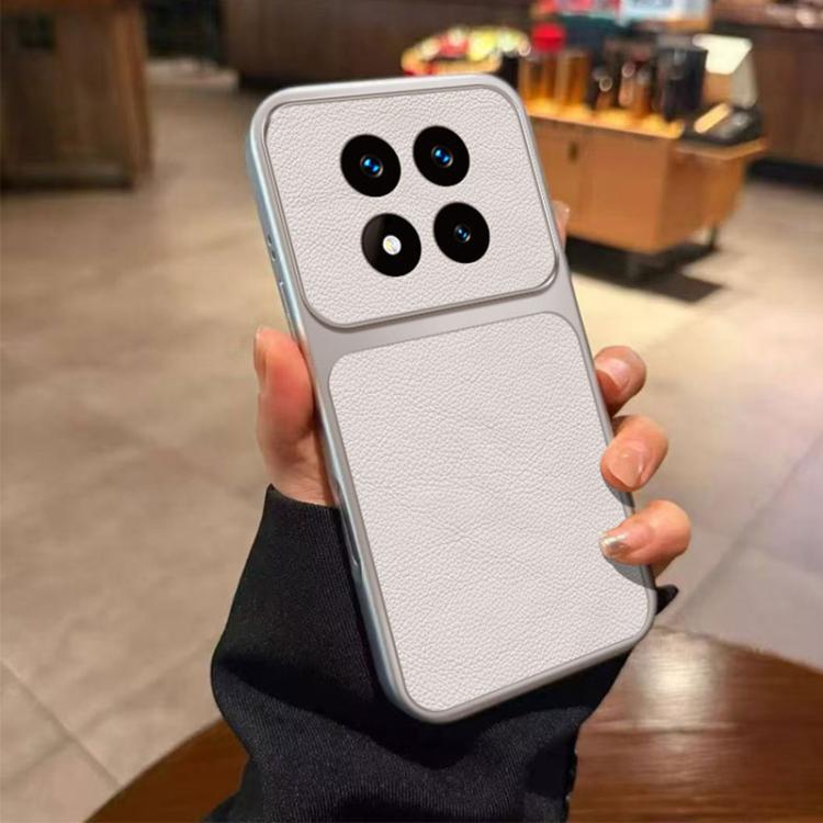 For Redmi Note 15 Pro+ Global 163.3mm Large Window Leather Textured Coated TPU Phone Case(White)