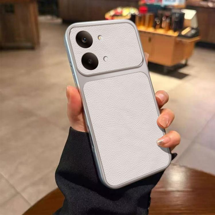 

For Redmi Turbo 5 Max / Poco X8 Pro Max Large Window Leather Textured Coated TPU Phone Case(White)