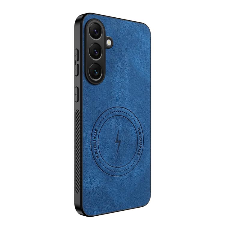 

For Samsung Galaxy S24+ 5G WANLONFENG SD Series Nappa Texture Magnetic Phone Case(Blue)