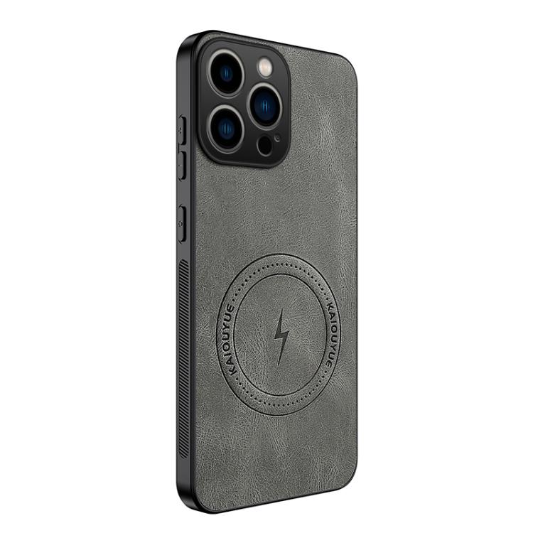 For iPhone 14 Pro Max WANLONFENG SD Series Nappa Texture Magnetic Phone Case(Grey)