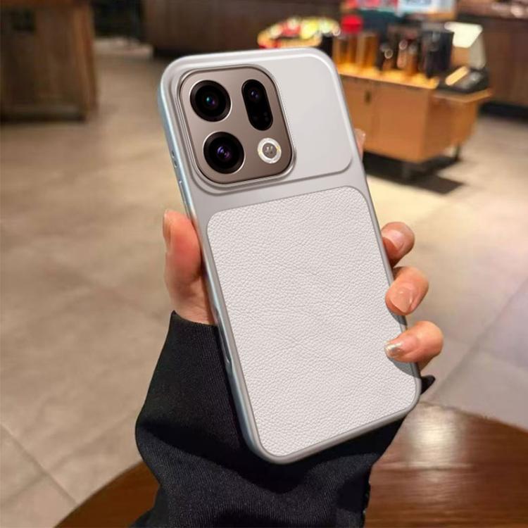 

For OPPO Find X9 Large Window Leather Textured Coated TPU Phone Case(White)