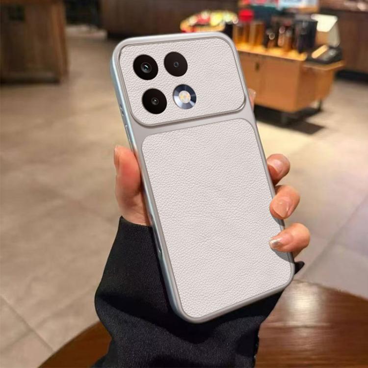 For Realme 16T 5G Large Window Leather Textured Coated TPU Phone Case(White)
