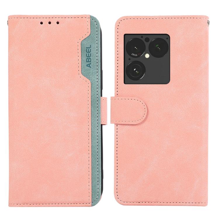 

For Sony Xperia 1 VIII ABEEL Color Block Magnetic RFID Leather Phone Case(Pink-Cyan)