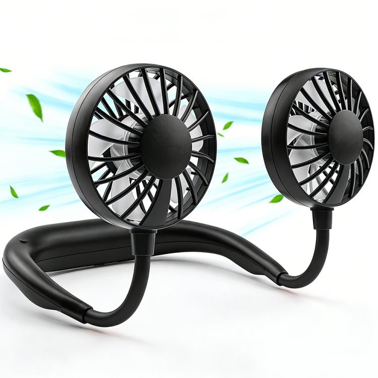 

ZY-A2 Portable Neck Hanging Dual-Head Fan(Black)