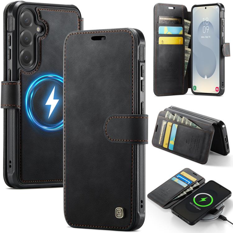 

For Samsung Galaxy S26+ 5G AutSpace A15 Retro Magnetic Clasp Vegan Leather Phone Case(Black)