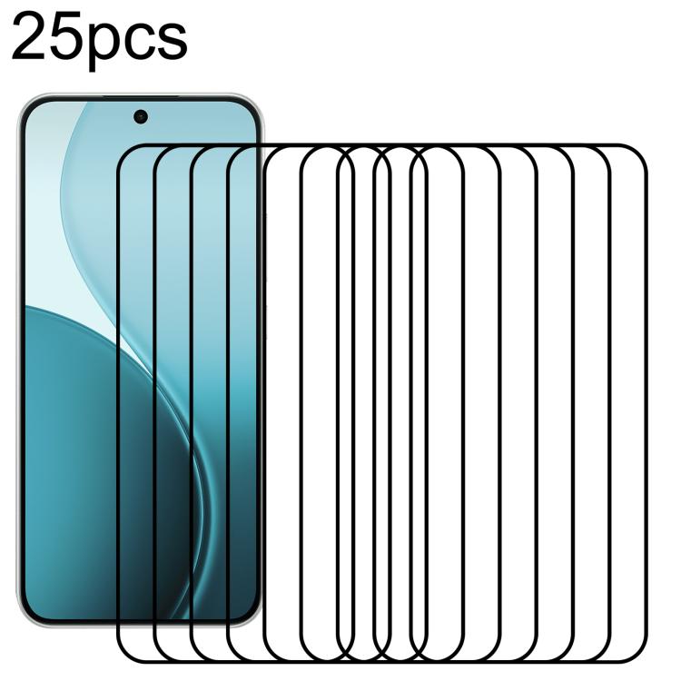 

For OPPO F33 5G 25pcs High Aluminum Full Screen Silk Printing Tempered Glass Film, Support Fingerprint Unlocking