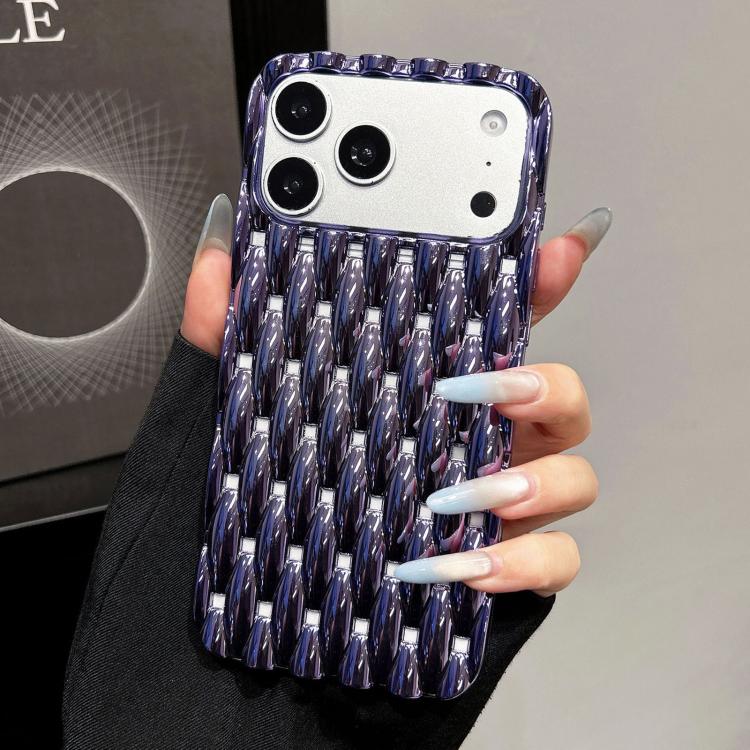 

For iPhone 17 Pro Max Electroplated Twisted Texture Hollow Heat Dissipation TPU Phone Case(Purple)