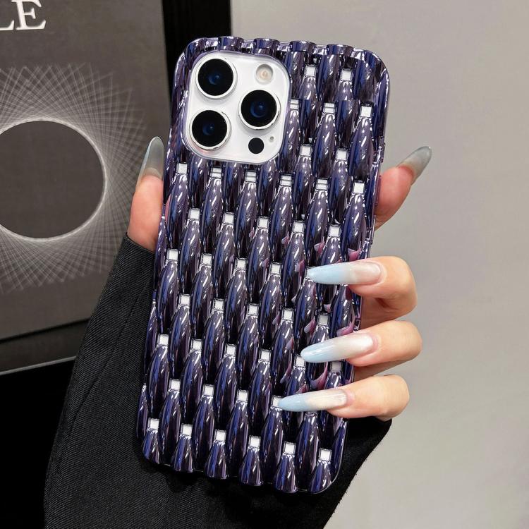 For iPhone 16 Pro Max Electroplated Twisted Texture Hollow Heat Dissipation TPU Phone Case(Purple)