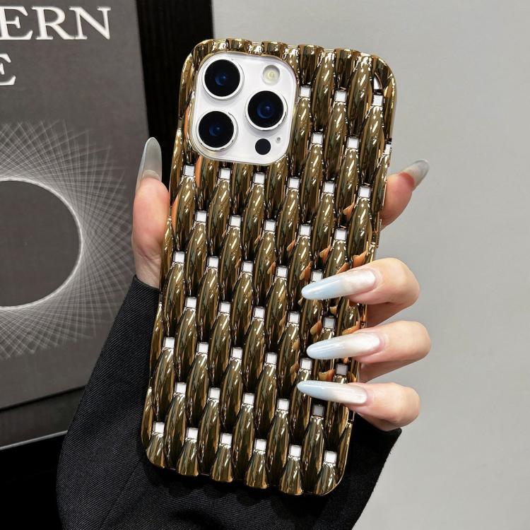 For iPhone 13 Pro Max Electroplated Twisted Texture Hollow Heat Dissipation TPU Phone Case(Gold) — купить у Sunsky-online WW