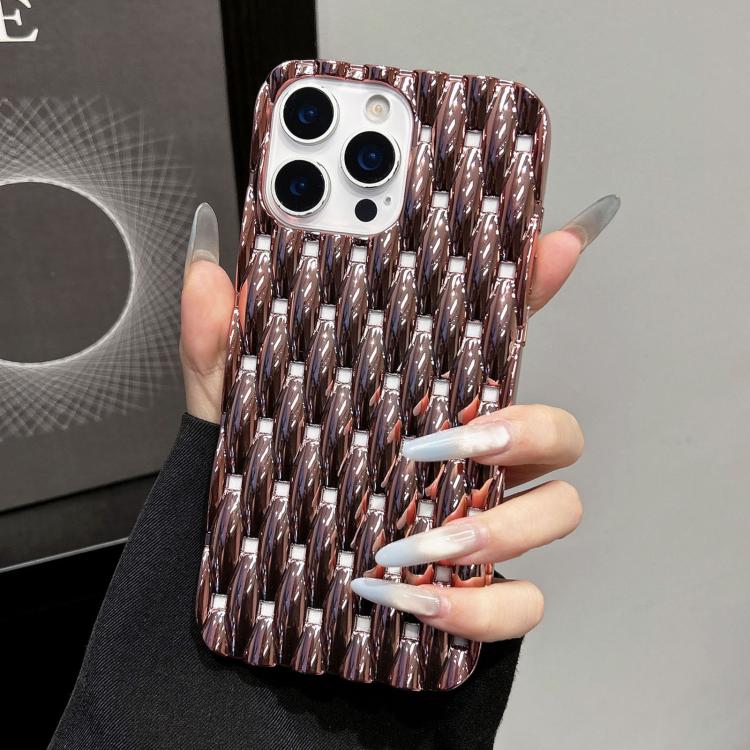 For iPhone 12 Pro Max Electroplated Twisted Texture Hollow Heat Dissipation TPU Phone Case(Rose Gold)
