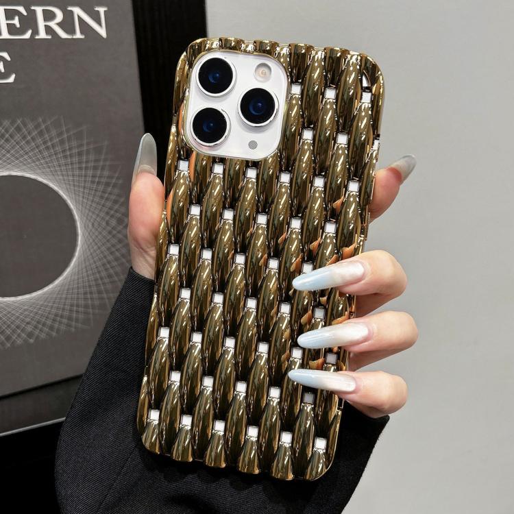 For iPhone 11 Pro Max Electroplated Twisted Texture Hollow Heat Dissipation TPU Phone Case(Gold)