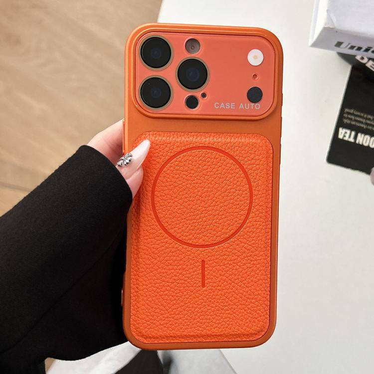 For iPhone 17 Pro Max Transforms Into 17 Lychee Leather Textured Magnetic TPU Phone Case(Orange)